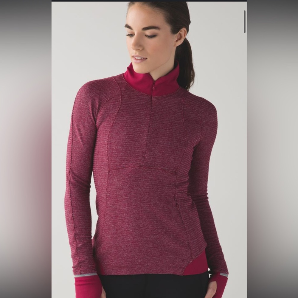 Lululemon Runderful 1/2 Zip‎ Mini Cheque Bordeaux Heathered Berry Rumble Size 2